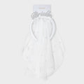 Bride Headband with Veil - White