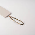 Hello Lux Gold Tone Chain with Faux Leather Phone Wristlet - Black