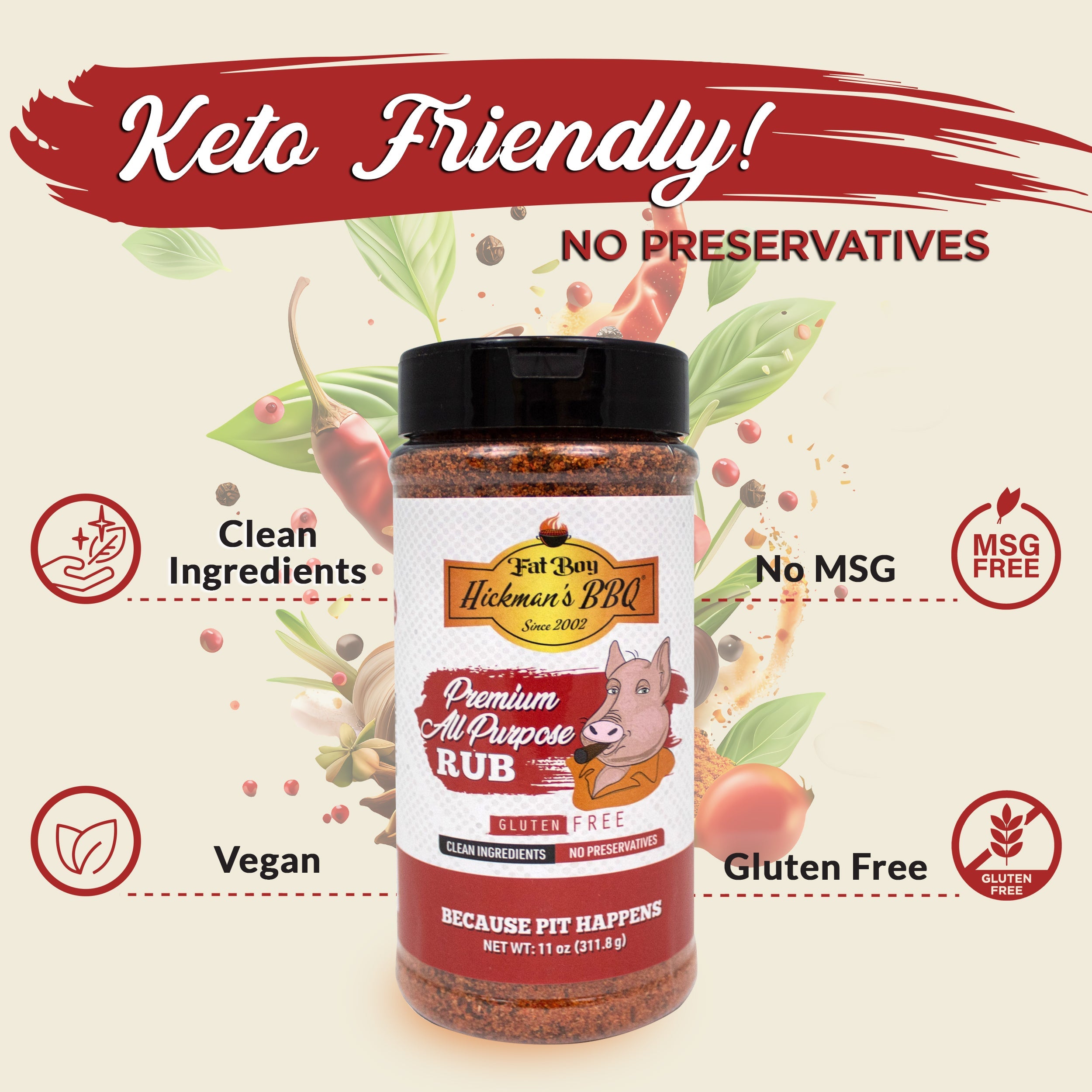 Premium All Purpose Gluten Free Keto Friendly BBQ Rub 8.6 oz