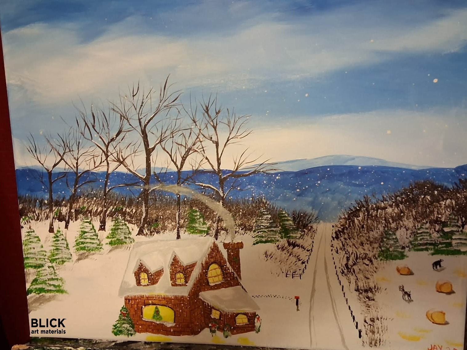 Original Acrylic Painting "Christmas Snow" by Jay – 16x20 Canvas