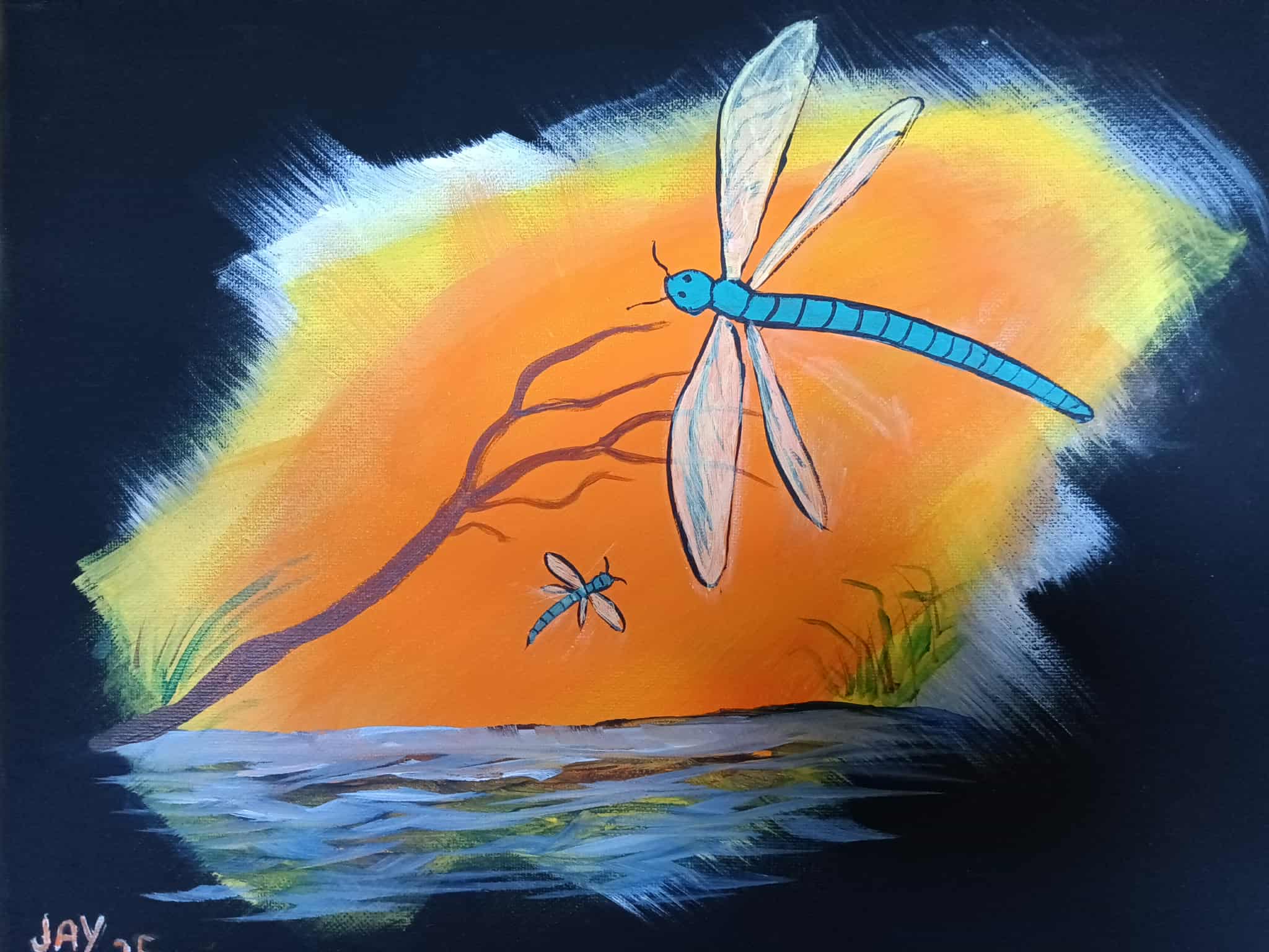 Original Acrylic Painting "The Dragonfly" by Jay – 8x10 Canvas
