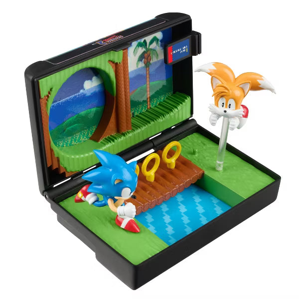 Console Heroes: Sonic 2 Diorama – Sonic & Tails Figures – Emerald Hill Zone – Sega Licensed