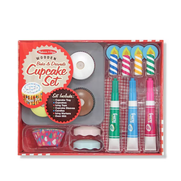 Melissa & Doug Bake and Decorate Wooden Cupcake Play Food Set