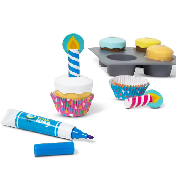Melissa & Doug Bake and Decorate Wooden Cupcake Play Food Set