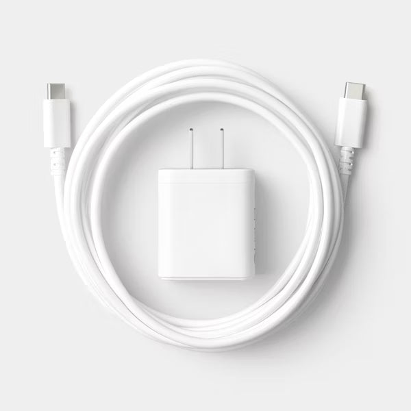 USB-C Wall Charger with 10ft USB-C to USB-C Cable 2 Pack Home Charging Kit - dealworthy™ White