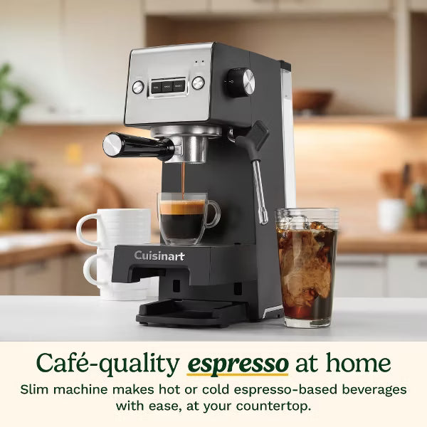 Cuisinart 8-Cup Slim Espresso Machine, Black/Silver