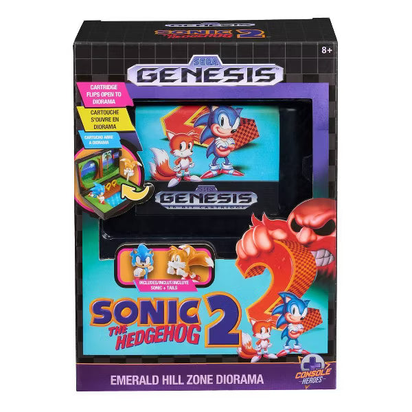 Console Heroes: Sonic 2 Diorama – Sonic & Tails Figures – Emerald Hill Zone – Sega Licensed