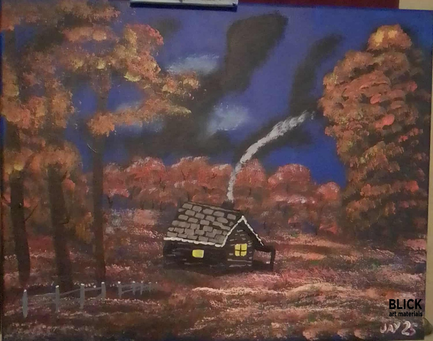 Original Acrylic Painting "Home in the Hills" by Jay – 16x20 Canvas