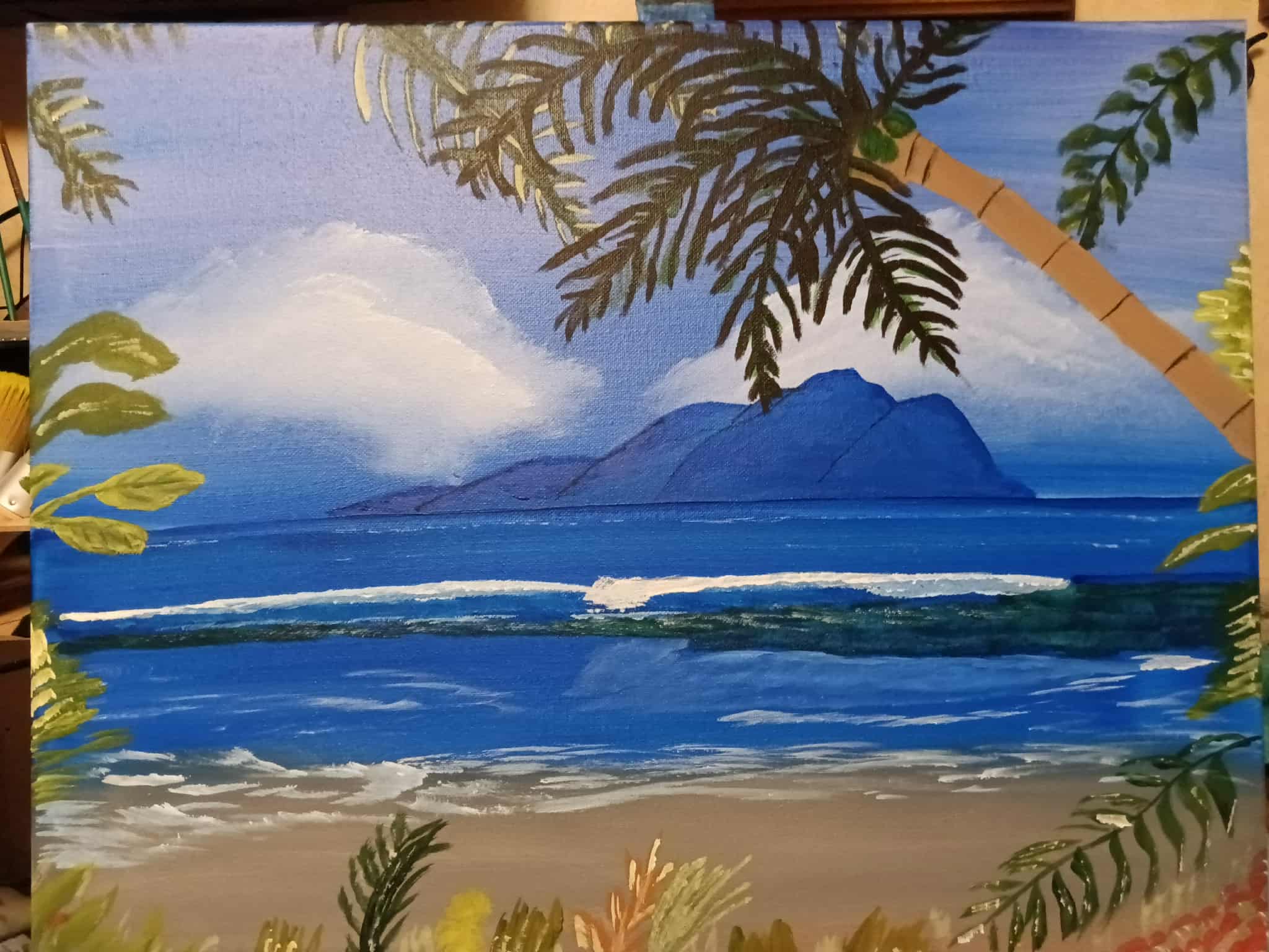 Original Acrylic Painting "Let's Go" by Jay – 16x20 Tropical Beach Canvas