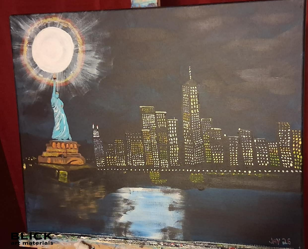 Original Acrylic Painting "Liberty Moon" by Jay – 16x20 Canvas