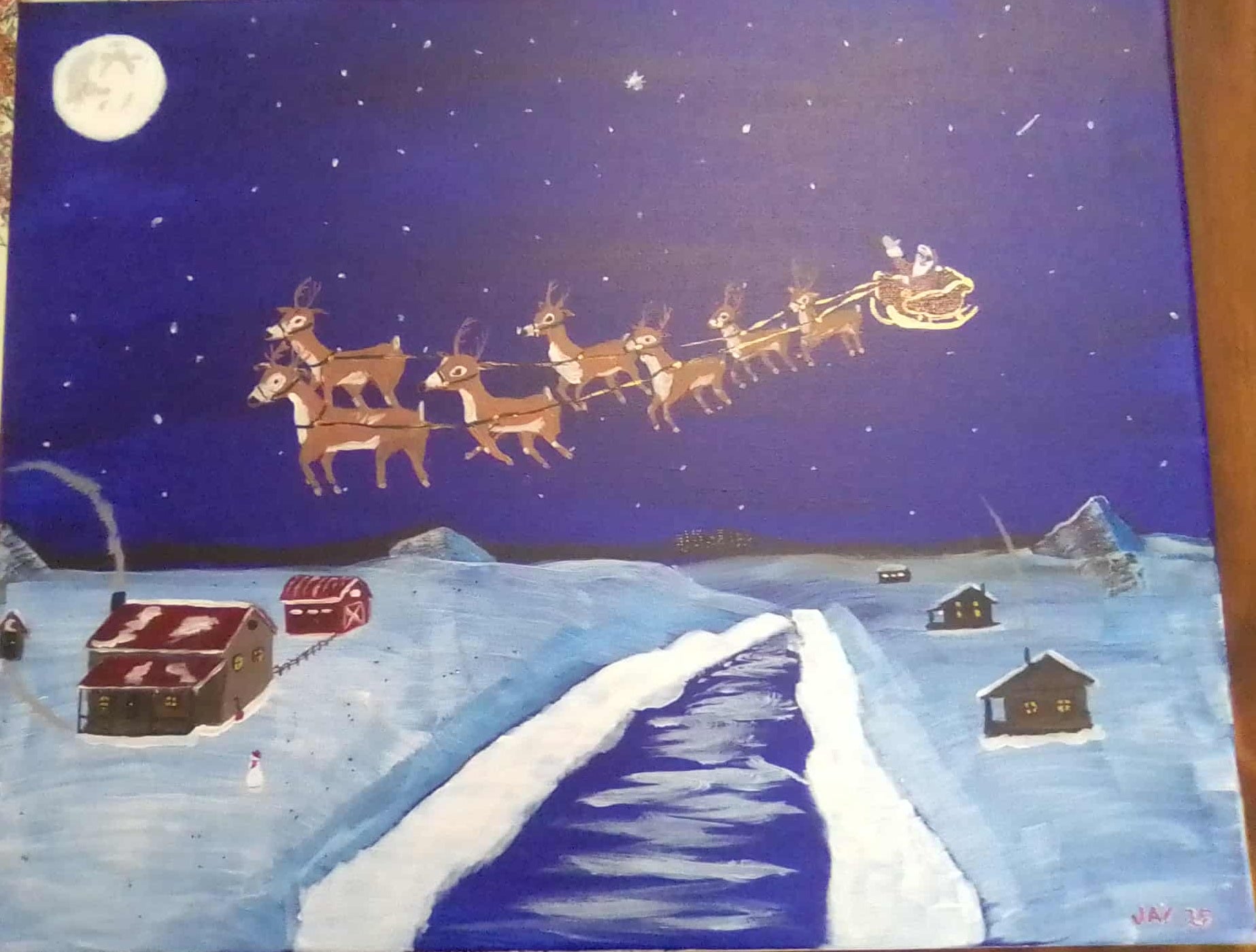 Original Acrylic Painting "Night Before" by Jay – 16x20 Christmas Scene Canvas