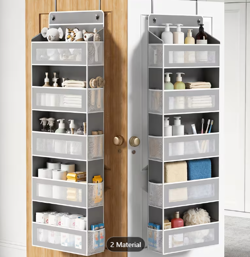 5-Tier Over-the-Door Organizer – 5 Large Pockets, 44 Lbs Capacity, Bedroom Bathroom Pantry