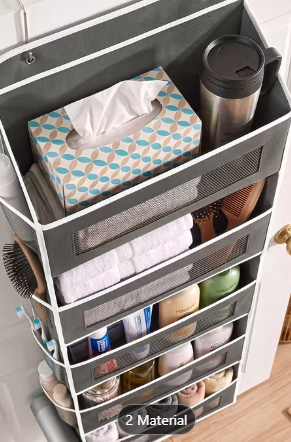 5-Tier Over-the-Door Organizer – 5 Large Pockets, 44 Lbs Capacity, Bedroom Bathroom Pantry
