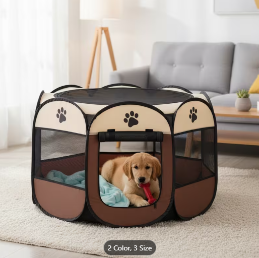 Foldable Pet Playpen with Zipper – Portable Indoor Outdoor Fence for Cats, Dogs & Small Pets