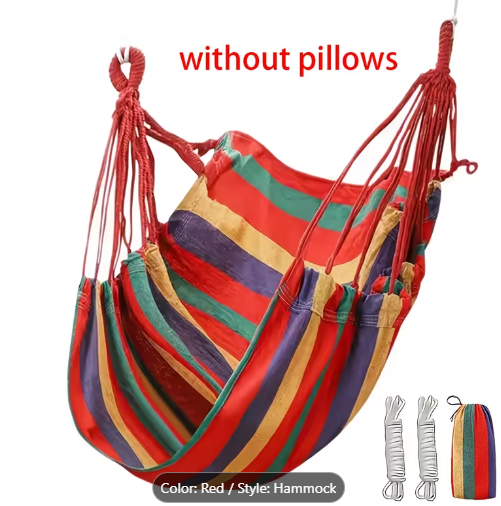 Outdoor Hammock Chair – Hanging Rope Swing Seat for Balcony, Porch, Garden & Patio | Red or Blue
