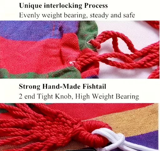 Outdoor Hammock Chair – Hanging Rope Swing Seat for Balcony, Porch, Garden & Patio | Red or Blue