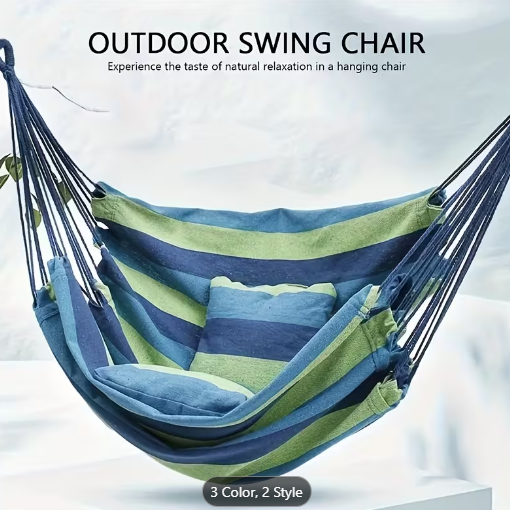 Outdoor Hammock Chair – Hanging Rope Swing Seat for Balcony, Porch, Garden & Patio | Red or Blue