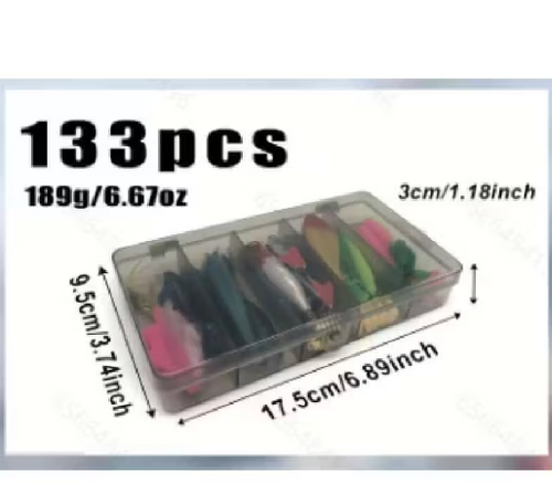133 Pc Fishing Tackle Set – Spinner Baits, Wobblers, Jigs, Hooks, Sinkers & Storage Box | Freshwater Beginner Kit