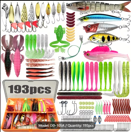 193-Piece Freshwater Fishing Kit – Lures, Hooks, Sinkers & Carry Case