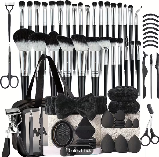 68-Piece Makeup Brush & Tool Set – 30 Brushes, Eyelash Tools & Travel Bag