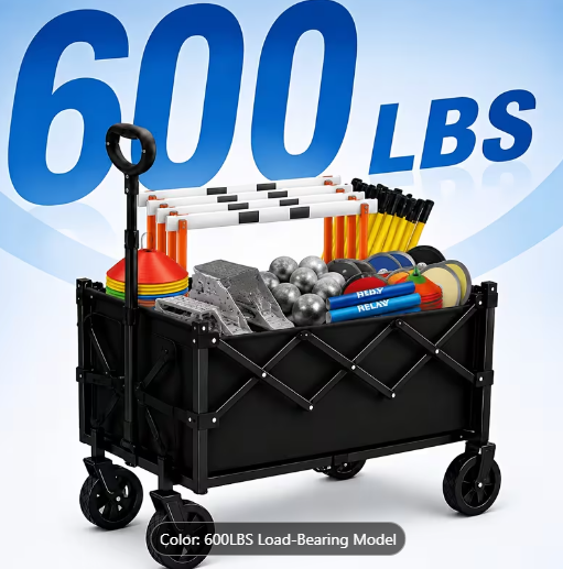 600 LBS Foldable Utility Wagon Cart – All-Terrain Heavy Duty for Camping, Sports & Garden