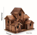 Natural Wood Multi-Chamber Bird House – Outdoor Hanging Nest Box