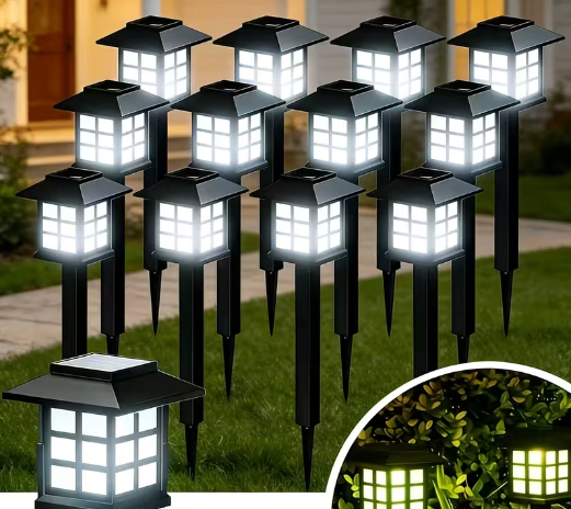 12-Pack Solar Outdoor Lights – LED Landscape Lighting for Garden, Driveway & Sidewalk