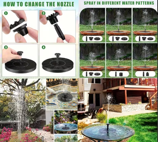 Solar-Powered Garden Fountain – Bird Bath Water Feature for Pond, Pool & Courtyard