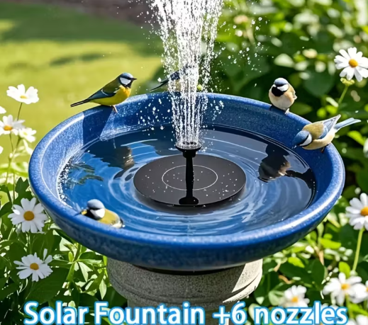 Solar-Powered Garden Fountain – Bird Bath Water Feature for Pond, Pool & Courtyard