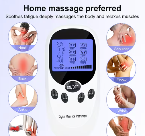 Dual Channel TENS Pulse Massager – 8 Electrodes for Pain Relief & Muscle Recovery