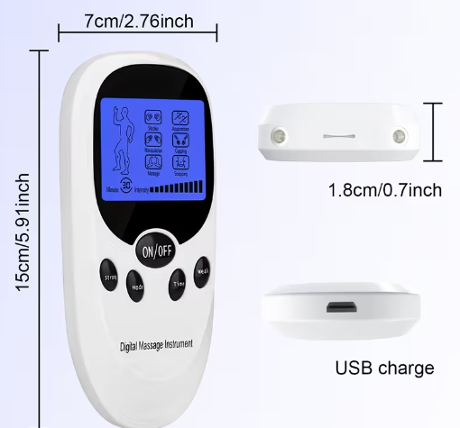 Dual Channel TENS Pulse Massager – 8 Electrodes for Pain Relief & Muscle Recovery
