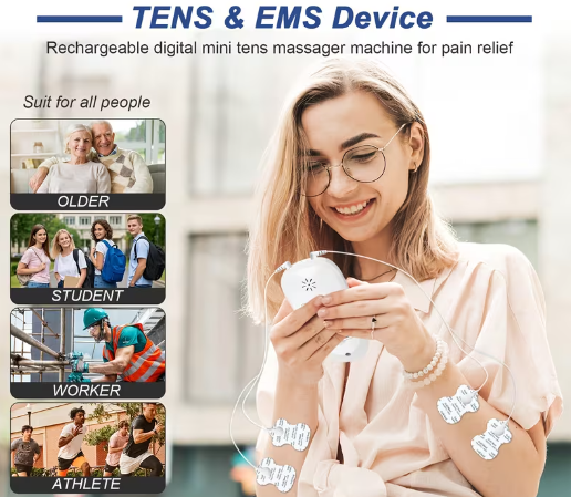 Dual Channel TENS Pulse Massager – 8 Electrodes for Pain Relief & Muscle Recovery