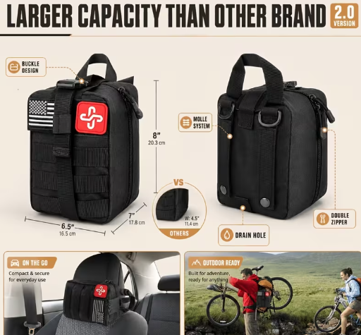 Outdoor Survival Kit with Carrying Pack – Flashlight, Compass & Multi-Tools for Camping