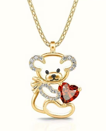 Cute Bear Pendant Necklace – Zinc Alloy Animal Jewelry for Women