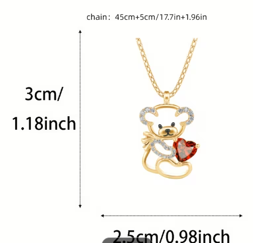 Cute Bear Pendant Necklace – Zinc Alloy Animal Jewelry for Women