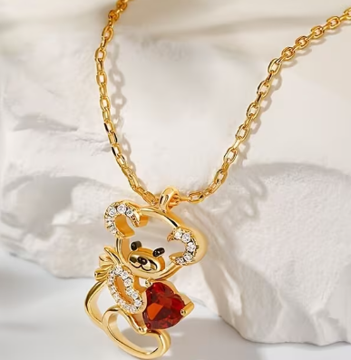 Cute Bear Pendant Necklace – Zinc Alloy Animal Jewelry for Women