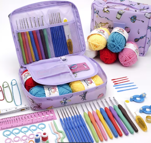 67-Piece Complete Crochet Starter Kit for Beginners & Adults – Hooks, Yarn & Accessories