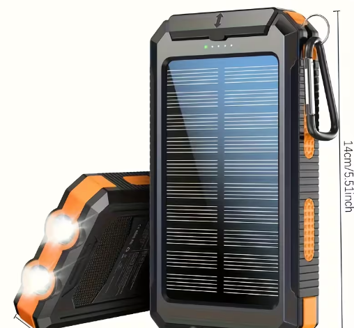 20,000mAh Solar Power Bank with Flashlight & Compass – Portable Charger for Camping & Emergencies