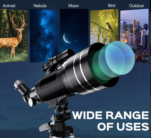 150x Zoom Telescope with 70mm Aperture – Portable Astronomical Telescope for Adults & Kids with Tripod