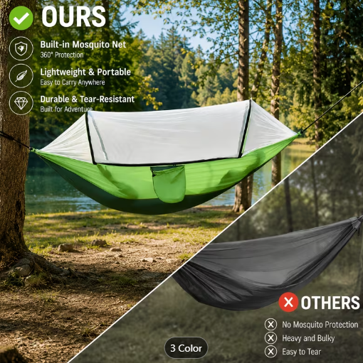 Premium Oversized Double Hammock with Mosquito Net