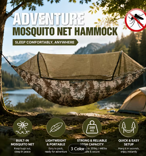 Premium Oversized Double Hammock with Mosquito Net