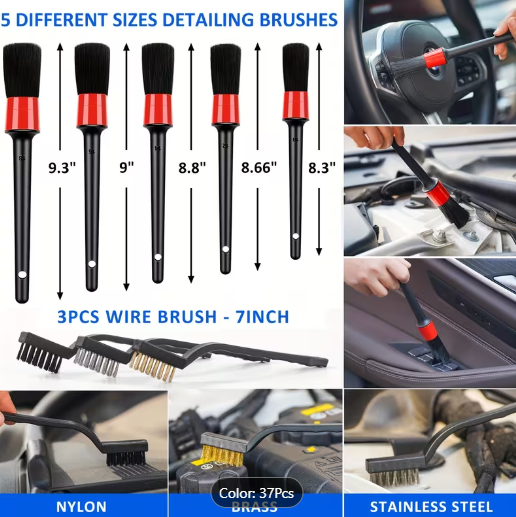 37-Piece Pro Car Detailing Kit with Handheld Vacuum