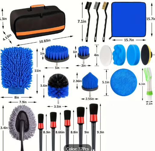 37-Piece Pro Car Detailing Kit with Handheld Vacuum