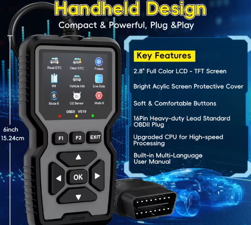 OBD2 Scanner – Handheld Car Diagnostic Tool with Color Screen