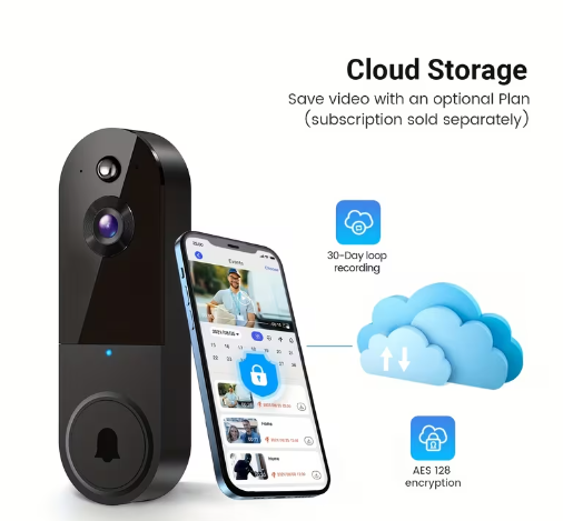 2K WiFi Video Doorbell Camera – Wireless with Night Vision & Two-Way Audio