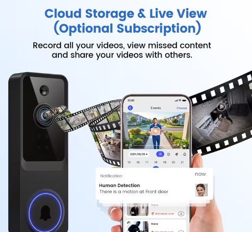 2K WiFi Video Doorbell Camera – Wireless with Night Vision & Two-Way Audio