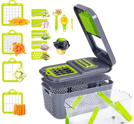 22-in-1 Vegetable Chopper & Dicer with Container – 13 Blades