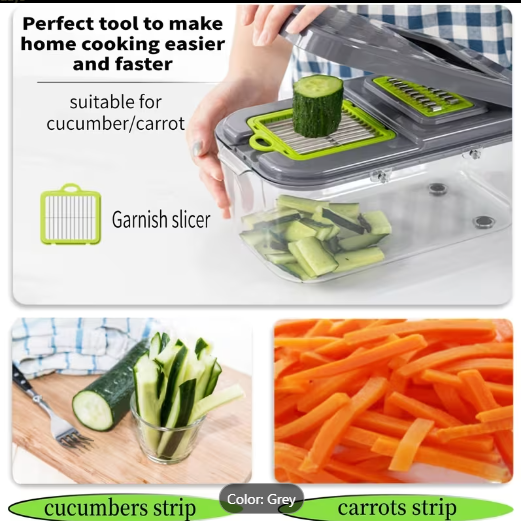 22-in-1 Vegetable Chopper & Dicer with Container – 13 Blades