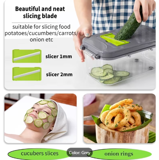 22-in-1 Vegetable Chopper & Dicer with Container – 13 Blades