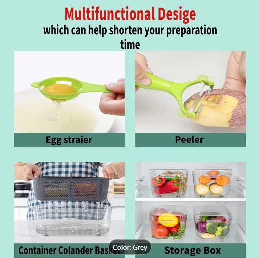 22-in-1 Vegetable Chopper & Dicer with Container – 13 Blades